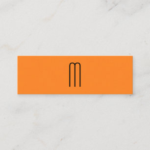 Modern Minimalistisk monogramOrange Mini Visitkort