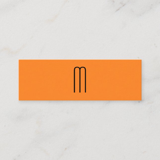Modern Minimalistisk monogramOrange Mini Visitkort (Framsida)