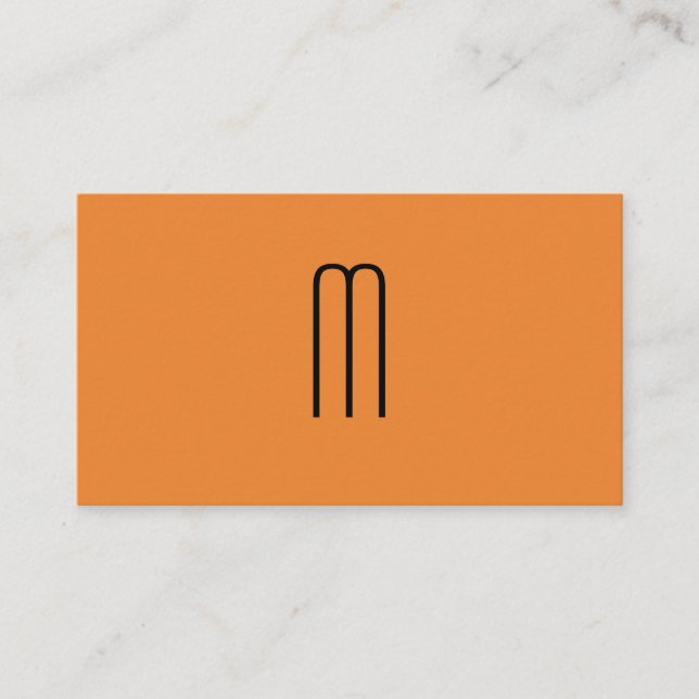 Modern Minimalistisk monogramOrange Visitkort (Framsida)