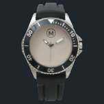 Modern Minimalistisk monogramstart Armbandsur<br><div class="desc">Modern porty Monogram Simple Beige Black Monogram Emblem Minimal Classial Block Typography</div>
