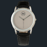Modern Minimalistisk monogramstart Armbandsur<br><div class="desc">Modern minimalistisk Monogram Black Beige Monogram Emblem ClassiClassiBlock Typography Monogram</div>