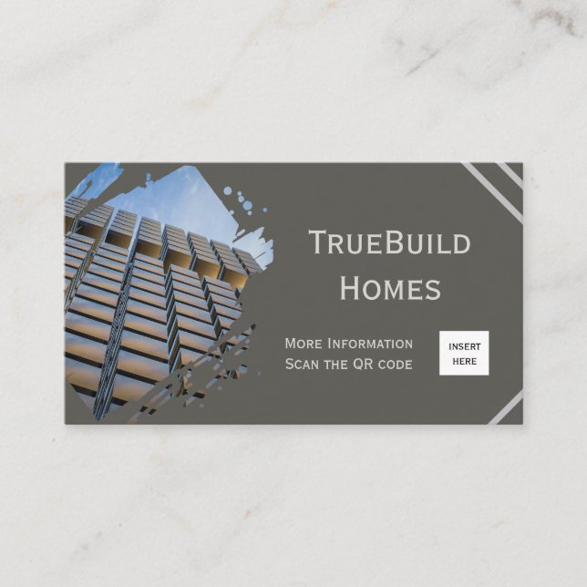 Modern minimalistisk monokrom byggverksamhet visitkort (Framsida)