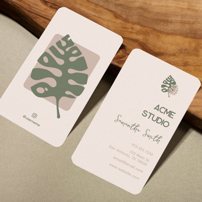 Modern minimalistisk monstera visitkort (Skapare uppladdad)