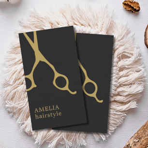 Modern minimalistisk Mörk Faux Guld Hair Stylist Visitkort