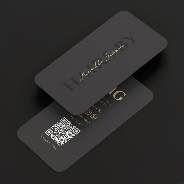 Modern Minimalistisk Mörk i haistylist Monogram Visitkort (Modern Minimalist Hairstylist Monogram Dark Business Card
)