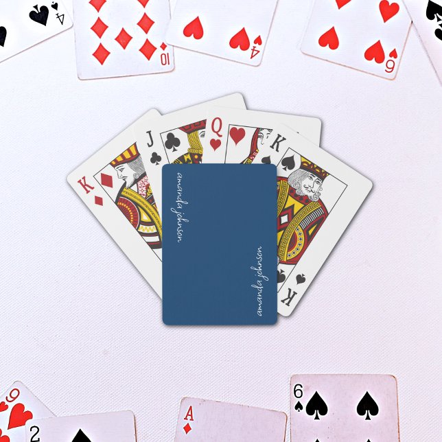 Modern minimalistisk Mörk, marinblått monogram Casinokort (Skapare uppladdad)