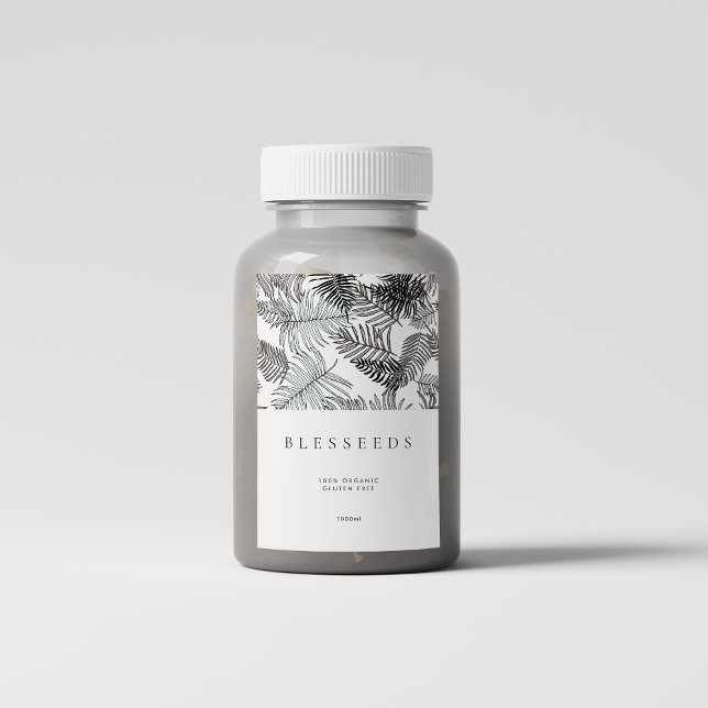 Modern minimalistisk Mörk Tropical Summer Organic Mat Etikett (Modern Minimalist Dark Tropical Summer Organic Food Label
)