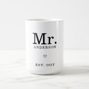 Modern minimalistisk "Mr Est"-anpassat namn Kaffemugg