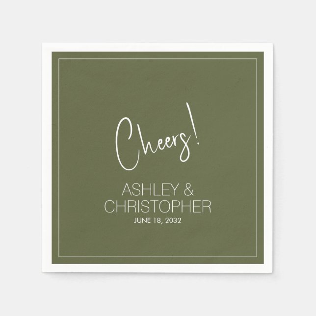 Modern minimalistisk MULD Moss Bröllop Pappersservett (Framsidan)