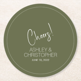 Modern minimalistisk MULD Moss Bröllop Underlägg Papper Rund