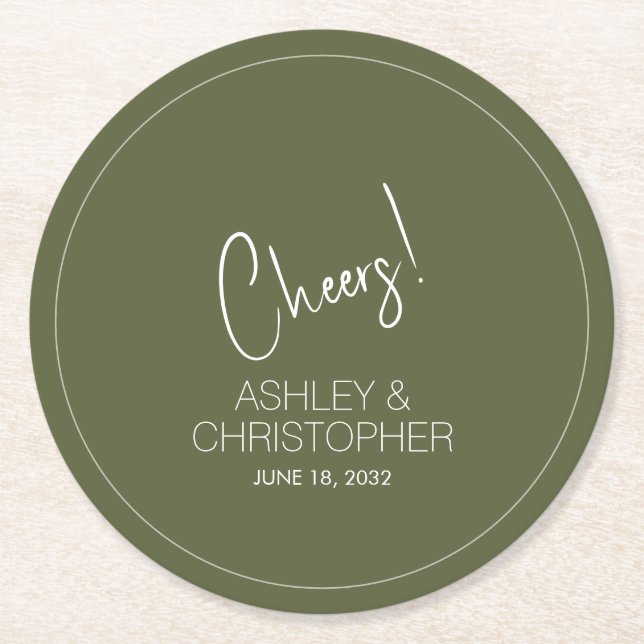 Modern minimalistisk MULD Moss Bröllop Underlägg Papper Rund (Framsidan)