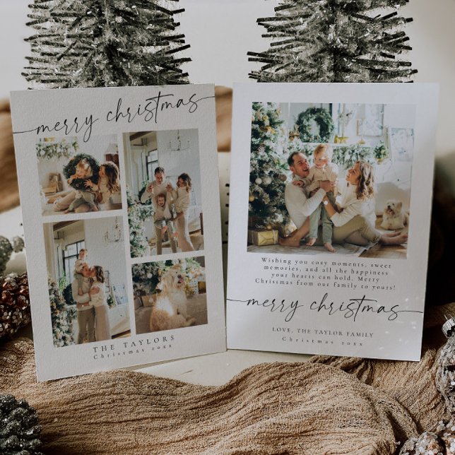 Modern minimalistisk multifotomott julkort (Skapare uppladdad)