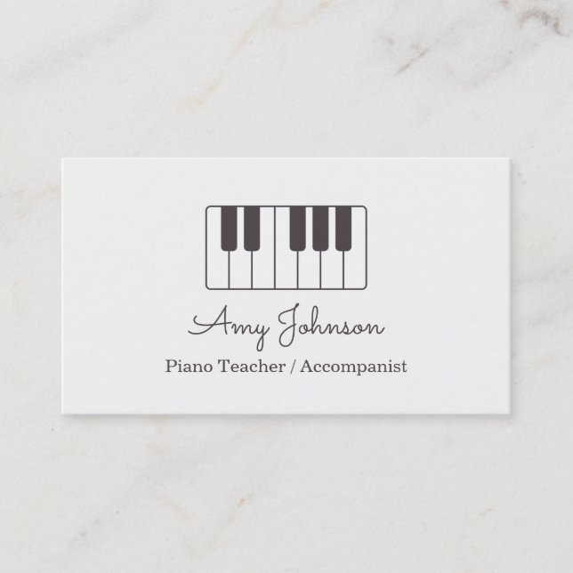 Modern minimalistisk musik pianolärare visitkort (Framsida)