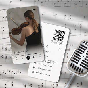 Modern minimalistisk musiker White Visitkort