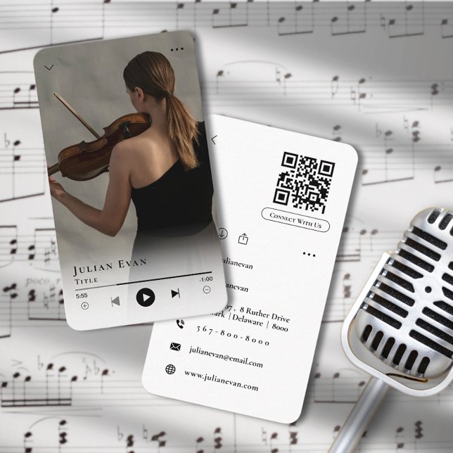 Modern minimalistisk musiker White Visitkort (Skapare uppladdad)