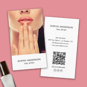 Modern minimalistisk Nail Artist White Visitkort