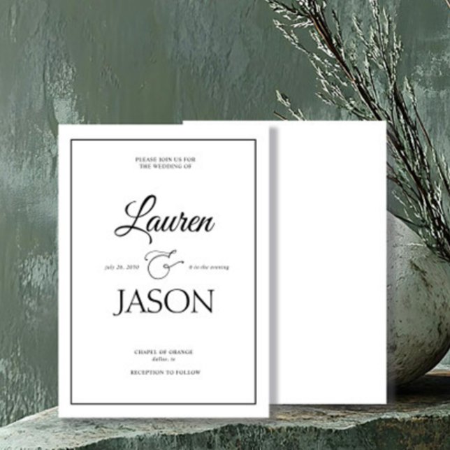 Modern minimalistisk Namn Calligraphy Black Inbjudningar (Skapare uppladdad)