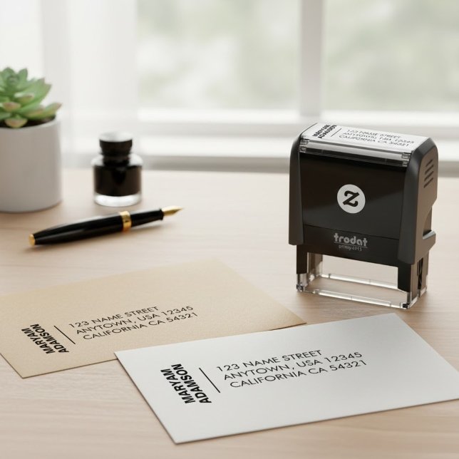 Modern minimalistisk Namn och Returadress Självfärgande Stämpel (personal name stamp design, sole proprietor stamp)