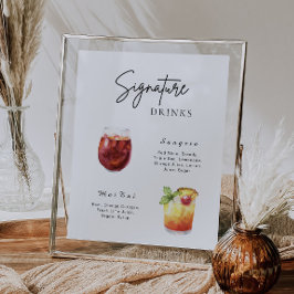 Modern minimalistisk Namnteckning Drink Menu Pub-t Poster