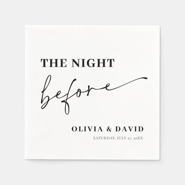 Modern minimalistisk natt före repetitionsmiddag pappersservett (Framsidan)
