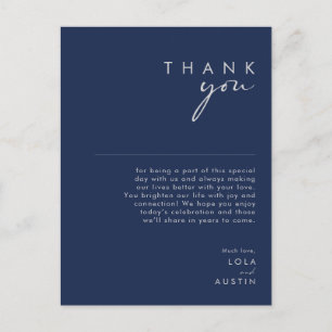 Modern minimalistisk Navy Blue Silver - tackkort Vykort