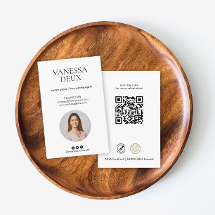 Modern, minimalistisk notarius foto - enkel QR-kod Visitkort