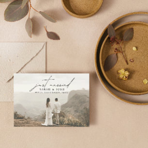 Modern minimalistisk Ny gifta 2-foto Bröllop Meddelande