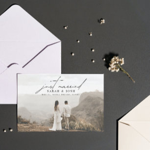 Modern minimalistisk Ny gifta 3-foto Bröllop Meddelande