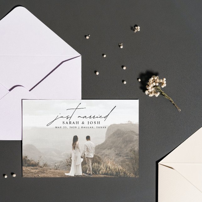 Modern minimalistisk Ny gifta 3-foto Bröllop Meddelande (Wedded Bliss! Join Our Post-Wedding Bash 🥂🎉 [Customize Here])