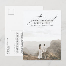 Modern minimalistisk Ny gifta Photo Bröllop Meddelande Vykort