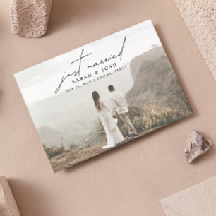 Modern minimalistisk Ny gifta Photo Bröllop Meddelande Vykort