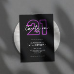 Modern minimalistisk nyans 21:a födelsedag inbjudningar<br><div class="desc">21:a födelsedag med faux neon 21 och modern minimalistisk typografi.</div>
