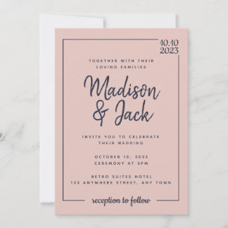 Modern minimalistisk  och marin Bröllop Inbjudningar