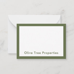 Modern minimalistisk Oliv grönt fastighetsbyrå Anteckningskort