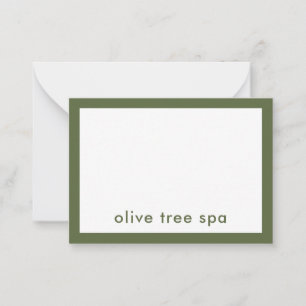 Modern minimalistisk Oliv grönt Spa Namn Anteckningskort