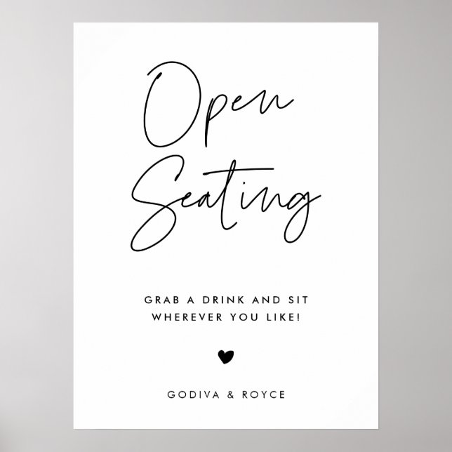 Modern minimalistisk öppen sittplats i Bröllop Poster (Framsidan)