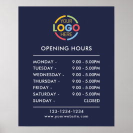 Modern minimalistisk öppettider för marinblått för poster