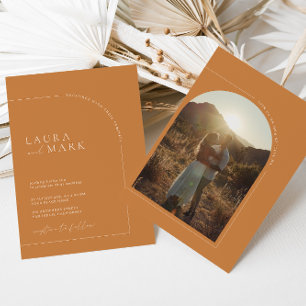 Modern minimalistisk Orange av Brunt Arch Photo Br Inbjudningar