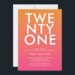 Modern minimalistisk Orange för fet Rosa i fetstil Inbjudningar<br><div class="desc">Modern minimalistisk fet typografi Rosa Orange 21:a födelsedagsinbjudan</div>