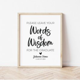 Modern minimalistisk Ord av Wisdom Student-tecken Poster