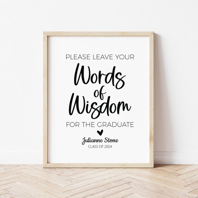 Modern minimalistisk Ord av Wisdom Student-tecken Poster (Skapare uppladdad)