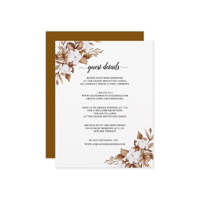 Modern minimalistisk pampas Grass Bouquet Bröllop Tilläggskort (Fram/Back In Situ)