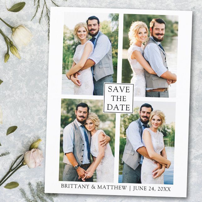 Modern minimalistisk par 4 - fotospara datum vykort (Customize to change text size or text style.)