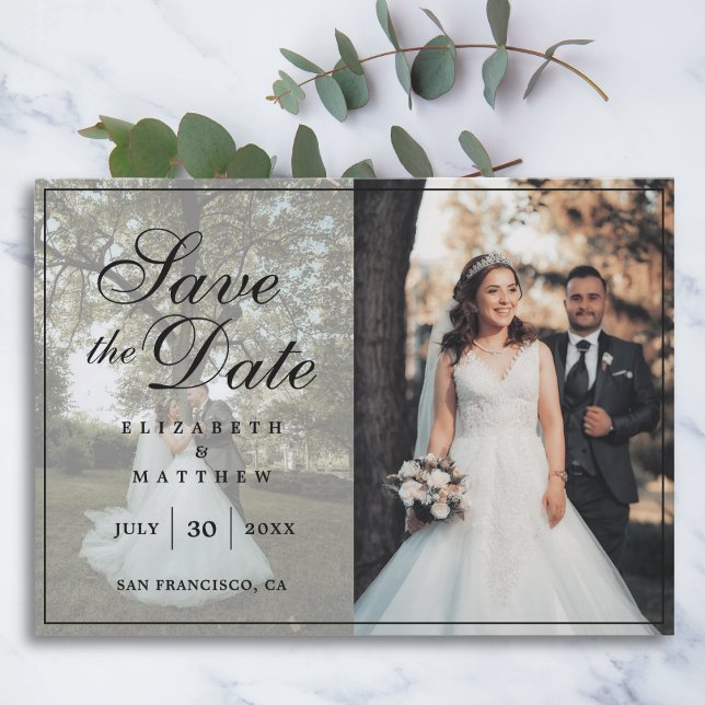 Modern minimalistisk par Photo Collage Bröllop Spara Datumet (Skapare uppladdad)