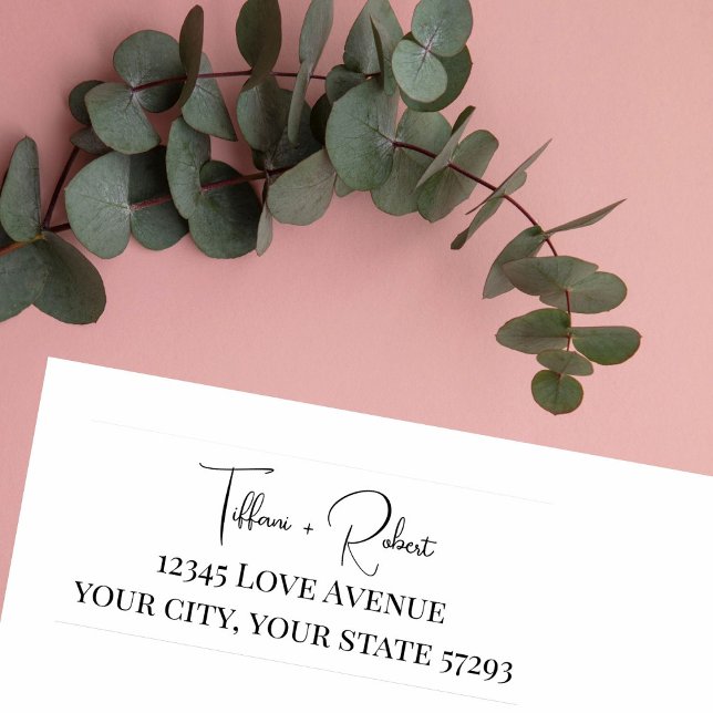 Modern minimalistisk par Returadress Bröllop Självfärgande Stämpel (Skapare uppladdad)