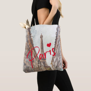Modern minimalistisk Paris Eiffel Torn Watercolor Tygkasse