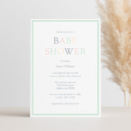 Modern minimalistisk Pastel Baby Shower Inbjudningar