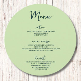 Modern minimalistisk pastel Bröllop Bord-cirkel Meny