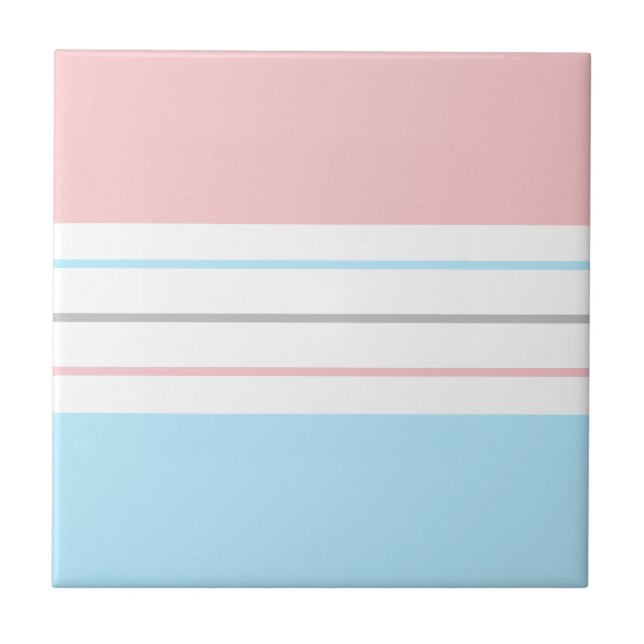 Modern minimalistisk Pastel Rosa Blue Linjer Kakelplatta (Framsidan)