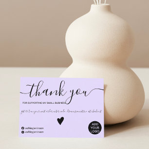 Modern minimalistisk pastelllavender-order tack kort